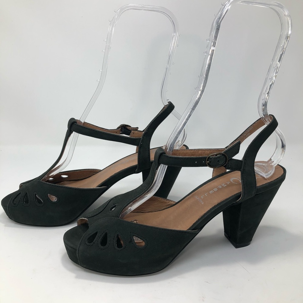 Jeffrey Campbell Suede Olive Green T-Strap Sandal - Picture 2 of 8